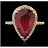 Image 4 : 14KT Yellow Gold 6.78ct Ruby and Diamond Ring