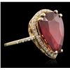 Image 5 : 14KT Yellow Gold 6.78ct Ruby and Diamond Ring
