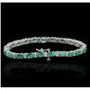 Image 5 : 14KT White Gold 7.56ctw Emerald and Diamond Bracelet