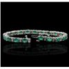 Image 6 : 14KT White Gold 7.56ctw Emerald and Diamond Bracelet