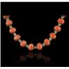 Image 4 : 14KT Yellow Gold 40.42ctw Pink Coral and Diamond Necklace