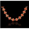 Image 4 : 14KT Yellow Gold 40.42ctw Pink Coral and Diamond Necklace