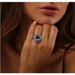 14KT White Gold 5.56ct Tanzanite and Diamond Ring