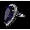 Image 5 : 14KT White Gold GIA Certified 20.19ct Tanzanite and Diamond Ring