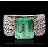 Image 4 : 14KT Two-Tone Gold 5.97ct Emerald and Diamond Ring