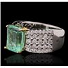 Image 5 : 14KT Two-Tone Gold 5.97ct Emerald and Diamond Ring