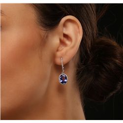 14KT White Gold 5.44ctw Tanzanite and Diamond Earrings