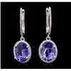 Image 4 : 14KT White Gold 5.44ctw Tanzanite and Diamond Earrings