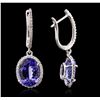 Image 5 : 14KT White Gold 5.44ctw Tanzanite and Diamond Earrings