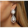 Image 2 : 18KT White Gold 4.75ctw Diamond and Pearl Earrings