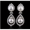 Image 4 : 18KT White Gold 4.75ctw Diamond and Pearl Earrings