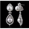 Image 5 : 18KT White Gold 4.75ctw Diamond and Pearl Earrings