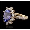 Image 5 : 14KT Yellow Gold 3.40ct Tanzanite and Diamond Ring