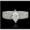 Image 4 : 18KT White Gold 1.79ctw Marquise Cut Diamond Ring