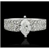 Image 4 : 18KT White Gold 1.79ctw Marquise Cut Diamond Ring