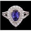 Image 4 : 14KT White Gold 1.22ct Tanzanite and Diamond Ring