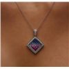 Image 3 : 14KT White Gold 2.45ct Sapphire and Diamond Pendant With Chain