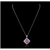 Image 5 : 14KT White Gold 2.45ct Sapphire and Diamond Pendant With Chain