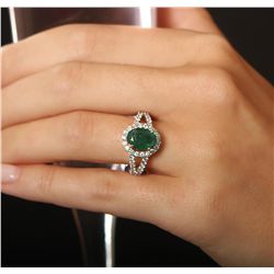 14KT Yellow Gold 1.95ct Emerald and Diamond Ring