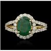 Image 4 : 14KT Yellow Gold 1.95ct Emerald and Diamond Ring