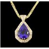 Image 4 : 14KT Yellow Gold 27.66ct Tanzanite and Diamond Pendant With Chain