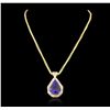 Image 5 : 14KT Yellow Gold 27.66ct Tanzanite and Diamond Pendant With Chain