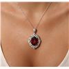 Image 1 : 18KT White Gold 36.53ct Ruby & Diamond Pendant With Chain