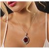 Image 2 : 18KT White Gold 36.53ct Ruby & Diamond Pendant With Chain