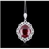 Image 3 : 18KT White Gold 36.53ct Ruby & Diamond Pendant With Chain