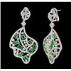 Image 5 : 18KT Two-Tone Gold 5.51ctw Emerald and Diamond Earrings