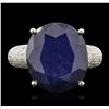Image 3 : 14KT White Gold 17.02ct Sapphire and Diamond Ring
