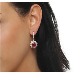 14KT Yellow Gold 5.76ctw Ruby and Diamond Earrings