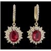 Image 4 : 14KT Yellow Gold 5.76ctw Ruby and Diamond Earrings