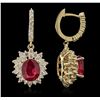 Image 5 : 14KT Yellow Gold 5.76ctw Ruby and Diamond Earrings