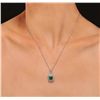 Image 1 : 14KT White Gold 2.26ct Emerald and Diamond Pendant With Chain