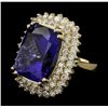 Image 5 : 14KT Yellow Gold 21.70ct GIA Cert Tanzanite and Diamond Ring