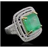 Image 5 : 14KT Two-Tone Gold 9.56ct Emerald and Diamond Ring