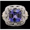 Image 4 : 14KT White And Yellow Gold 6.84ct Tanzanite and Diamond Ring