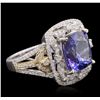 Image 5 : 14KT White And Yellow Gold 6.84ct Tanzanite and Diamond Ring