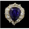 Image 4 : 14KT Yellow Gold 8.37ct GIA Certified Tanzanite and Diamond Ring