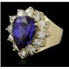 Image 5 : 14KT Yellow Gold 8.37ct GIA Certified Tanzanite and Diamond Ring