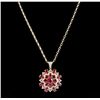 Image 4 : 14KT Yellow Gold 34.26ctw Ruby & Diamond Pendant with Chain