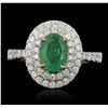 Image 4 : 14KT Two Tone Gold 1.20ct Emerald and Diamond Ring