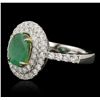Image 5 : 14KT Two Tone Gold 1.20ct Emerald and Diamond Ring