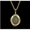 Image 4 : 14KT Yellow Gold 3.11ctw Opal and Diamond Necklace and Earrings