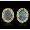 Image 6 : 14KT Yellow Gold 3.11ctw Opal and Diamond Necklace and Earrings