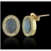 Image 7 : 14KT Yellow Gold 3.11ctw Opal and Diamond Necklace and Earrings