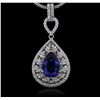 Image 5 : 14KT White Gold GIA Certified 8.63ct Tanzanite and Diamond Pendant With Chain
