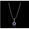 Image 6 : 14KT White Gold GIA Certified 8.63ct Tanzanite and Diamond Pendant With Chain