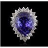 Image 4 : 14KT White Gold GIA Certified 13.39ct Tanzanite and Diamond Ring
